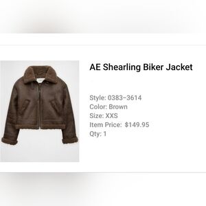 American Eagle Brown Faux Leather Biker Jacket